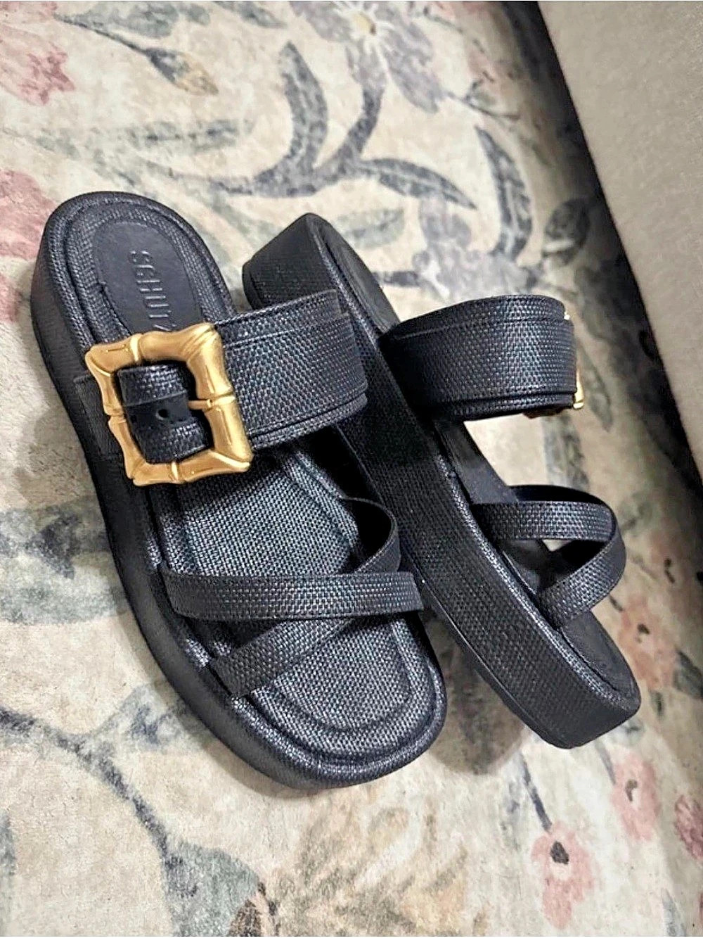 Schutz Black Buckle Sandals